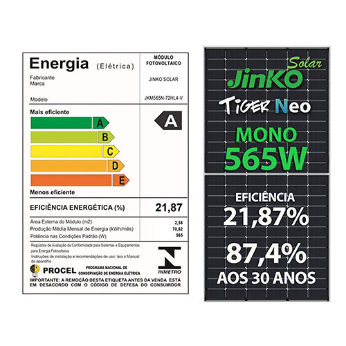 Painel solar fotovoltaico Jinko 565kw